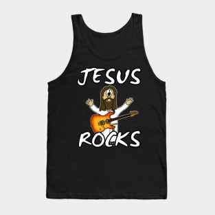 Jesus Rocks Electric Guitar Christian Guitarist Tank Top